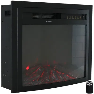 Sunnydaze 23-in Cozy Warmth Indoor Electric Fireplace Recessed Insert With Led Lights - Black Finish
