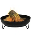 Sunnydaze 23in Fire Pit Steel With Black Finish Wood-burning Fire Bowl With Stand In Black