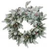 Sunnydaze 24" Diameter Indoor Or Outdoor Pvc Christmas Wreath With Pinecones And Berries - Flocked
