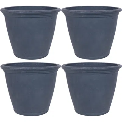 SUNNYDAZE 24-INCH ANJELICA LARGE PLANT POT - POLYRESIN ROUND OUTDOOR PLANTER WITH DRILLABLE DRAINAGE HOLES