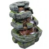 Sunnydaze 24"h Electric Polyresin And Fiberglass Tiered Stone Waterfall Outdoor Water Fountain With Led Lights