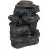 Sunnydaze 39"h Electric Polystone Rock Falls Waterfall Outdoor Water Fountain With Led Lights
