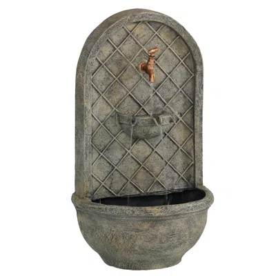 Sunnydaze 26"h Solar-powered With Battery Pack Polystone Messina Outdoor Wall-mount Water Fountain