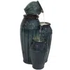 Sunnydaze 27"h Electric Ceramic Dark Turquoise Tour De Vase Outdoor Water Fountain With Led Lights