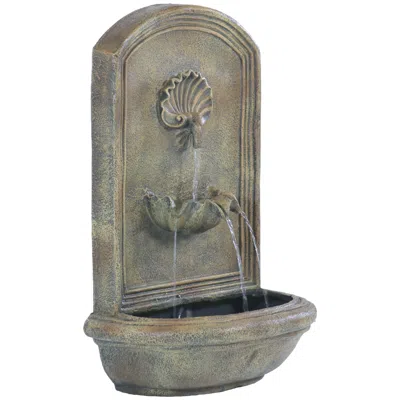 Sunnydaze 27"h Electric Polystone Seaside Outdoor Wall-mount Water Fountain