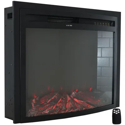 SUNNYDAZE 28-IN COZY WARMTH INDOOR ELECTRIC FIREPLACE RECESSED INSERT WITH LED LIGHTS - BLACK FINISH