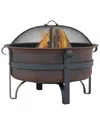 Sunnydaze 29in Cauldron Fire Pit Steel With Poker And Spark Screen In Bronze