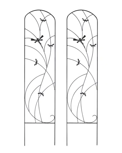 Sunnydaze 2-pack Decorative Steel Dragonfly Delight Garden Trellis In Black