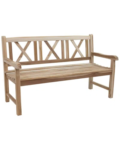 Sunnydaze 2-person Teak Outdoor Patio Garden Bench With Cross-back In Brown