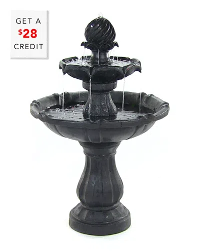 Sunnydaze 2-tier Solar Outdoor Fountain With Battery Backup With $28 Credit In Black