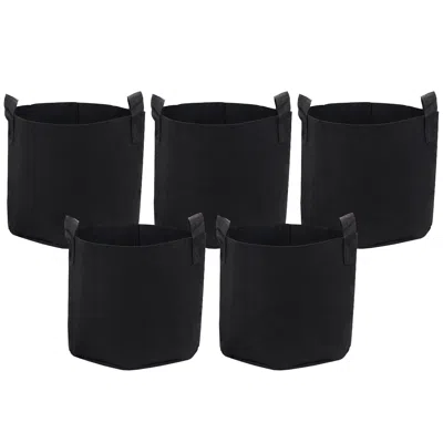 Sunnydaze 3-gallon Garden Grow Bag With Handles Non-woven Polypropylene Fabric, Black, 5pc