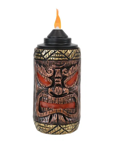 Sunnydaze 3-in-1 Tiki Face Outdoor Lawn Torch In Brown