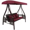 Sunnydaze 3-person Steel Patio Swing With Side Table