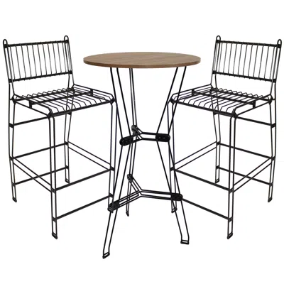 Sunnydaze 3pc Wire Bar Table Set In Black