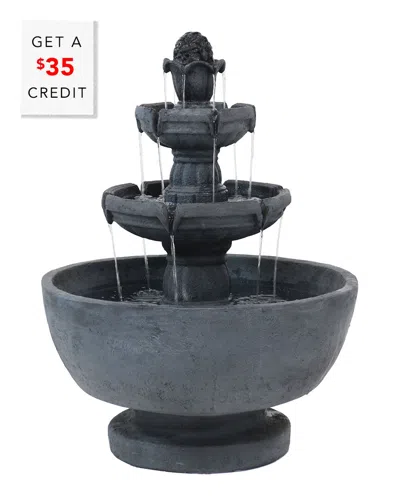 Sunnydaze 3-tier Budding Fruition Outdoor Water Fountain Backyard Feature With $35 Credit In Grey