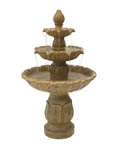 Sunnydaze 3-tier Classic Tulip Outdoor Water Fountain In Brown