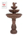 Sunnydaze 43"h Electric Resin And Concrete 3-tier Pair Of Doves Outdoor Water Fountain In Brown