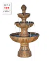 Sunnydaze 3-tier Flower Blossom Outdoor Water Fountain Patio Garden Feature -43in With $37 Credit In Brown