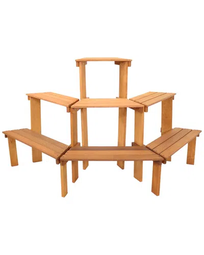 Sunnydaze 3-tier Meranti Wood Plant Stand In Brown