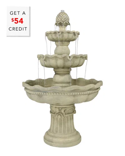 SUNNYDAZE SUNNYDAZE 3-TIER PINEAPPLE OUTDOOR WATER FOUNTAIN WHITE FINISH PATIO FEATURE-51IN WITH $54 CREDIT
