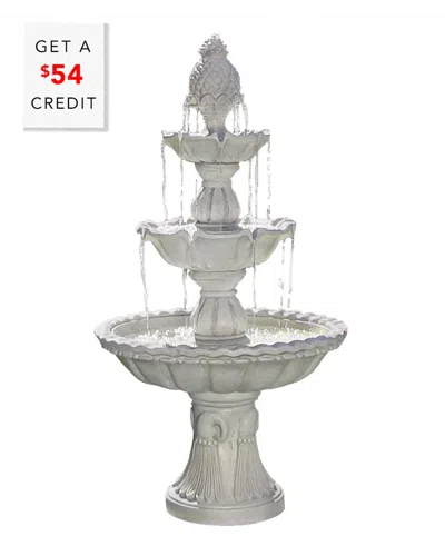 Sunnydaze 3-tier Welcome Outdoor Water Fountain Backyard Patio Feature With $54 Credit In White