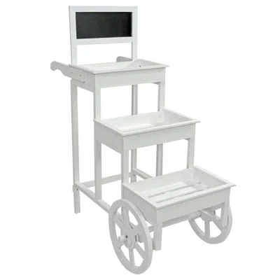 Sunnydaze 3-tiered Fir Wood Plant Stand With Chalkboard - 44.25" H - White