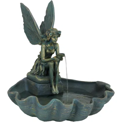 SUNNYDAZE 30"H ELECTRIC FIBERGLASS FAIRY SHELL OUTDOOR WATER FOUNTAIN
