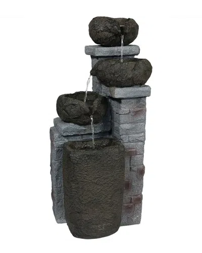 SUNNYDAZE SUNNYDAZE 30IN CASCADING STONE BOWLS SOLAR OUTDOOR WATER FOUNTAIN W/ BATTERY