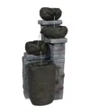 Sunnydaze Outdoor Polyresin Solar Powered Stone Bowls Water Fountain With Led Lights And Backup Battery - 30" In Brown