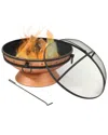 Sunnydaze 30in Fire Pit Steel With Copper Finish With Handles And Spark Screen In Copper