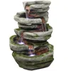 Sunnydaze 31"h Electric Polyresin And Fiberglass Lighted Cobblestone Waterfall Outdoor Water Fountain With Led
