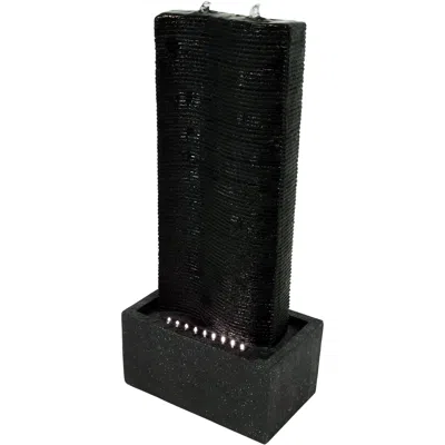 SUNNYDAZE 31"H ELECTRIC POLYRESIN RIPPLING TOWER COLUMN OUTDOOR WATER FOUNTAIN WITH LIGHTS