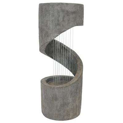 Sunnydaze 31"h Electric Polyresin Showering Spiral Column Outdoor Water Fountain With Led Light In Grey