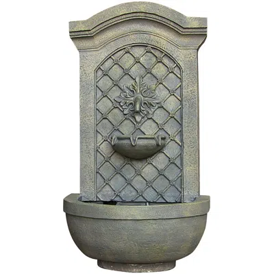 SUNNYDAZE 31"H ELECTRIC POLYSTONE ROSETTE LEAF OUTDOOR WALL-MOUNT WATER FOUNTAIN