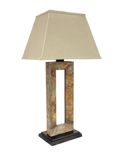 Sunnydaze 31in Open Rectangle Slate Outdoor Table Lamp In Multi