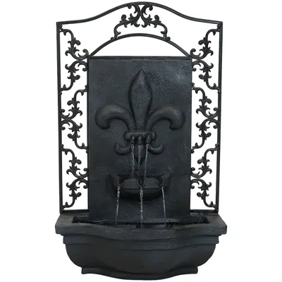 Sunnydaze French Lily Solar With Battery Outdoor Wall Fountain In Grey