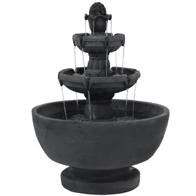 Sunnydaze 34"h Electric Polyresin 3-tier Budding Fruition Outdoor Water Fountain