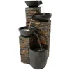 Sunnydaze 34"h Electric Polyresin Staggered Bowls Tiered Outdoor Water Fountain With Led Lights
