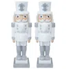 SUNNYDAZE 37" STERLING THE SILVER CHRISTMAS NUTCRACKER STATUE - 2PK