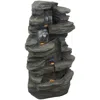 Sunnydaze 38"h Electric Polyresin And Fiberglass Stacked Shale Waterfall Outdoor Water Fountain With Led Light