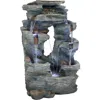 Sunnydaze 39"h Electric Polyresin And Fiberglass Dual Cascading Falls Outdoor Water Fountain With Led Lights