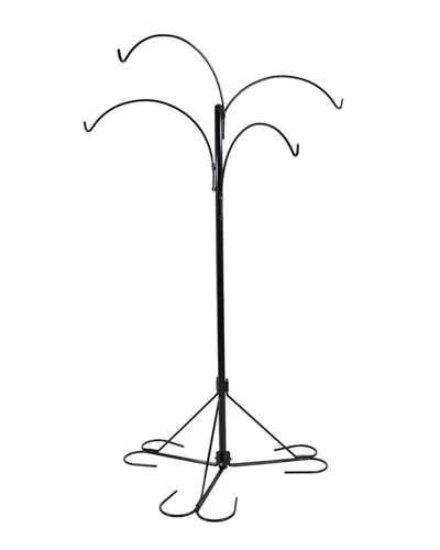 Sunnydaze 4-arm Hanging Flower Plant Basket Stand With Adjustable Arms 84in Tall In Black