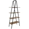 Sunnydaze 4-shelf Industrial-style Ladder Bookshelf - Mdp With Powder-coated Steel Frame - Brown