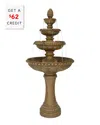 Sunnydaze 65"h Electric Resin And Concrete 4-tier Eggshell Edge Outdoor Water Fountain With Led Lights In Brown