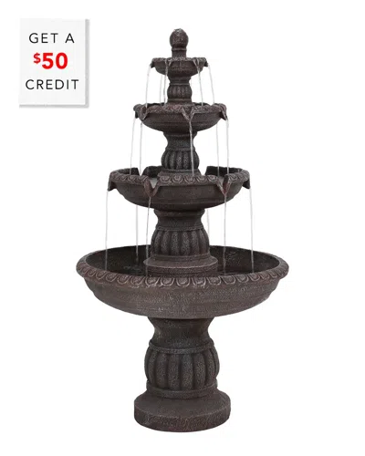 Sunnydaze 4-tier Mediterranean Outdoor Water Fountain Backyard Feature -49in With $50 Credit In Brown