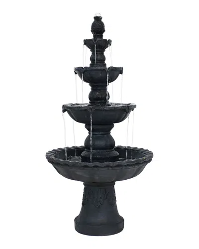Sunnydaze 4-tier Pineapple Outdoor Water Fountain Black Finish Patio Feature-52in