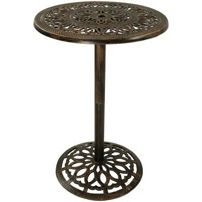 Sunnydaze 40"h Cast Iron Base And Cast Aluminum Tabletop Round Bar-height Table