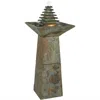 Sunnydaze 40"h Electric Natural Slate Layered Pyramid Tiered Outdoor Water Fountain With Led Light