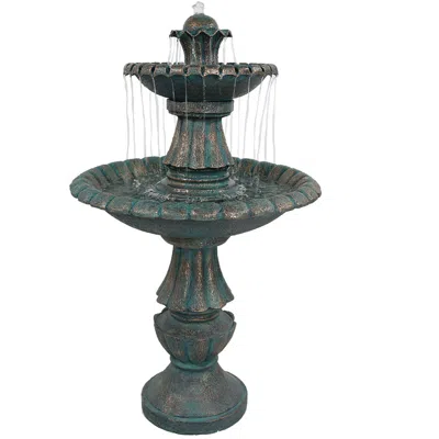 SUNNYDAZE 41"H ELECTRIC POLYRESIN AND FIBERGLASS 2-TIER NOUVEAU OUTDOOR WATER FOUNTAIN