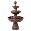 Sunnydaze 43"h Electric Fiberglass And Resin 3-tier Flower Blossom Outdoor Water Fountain
